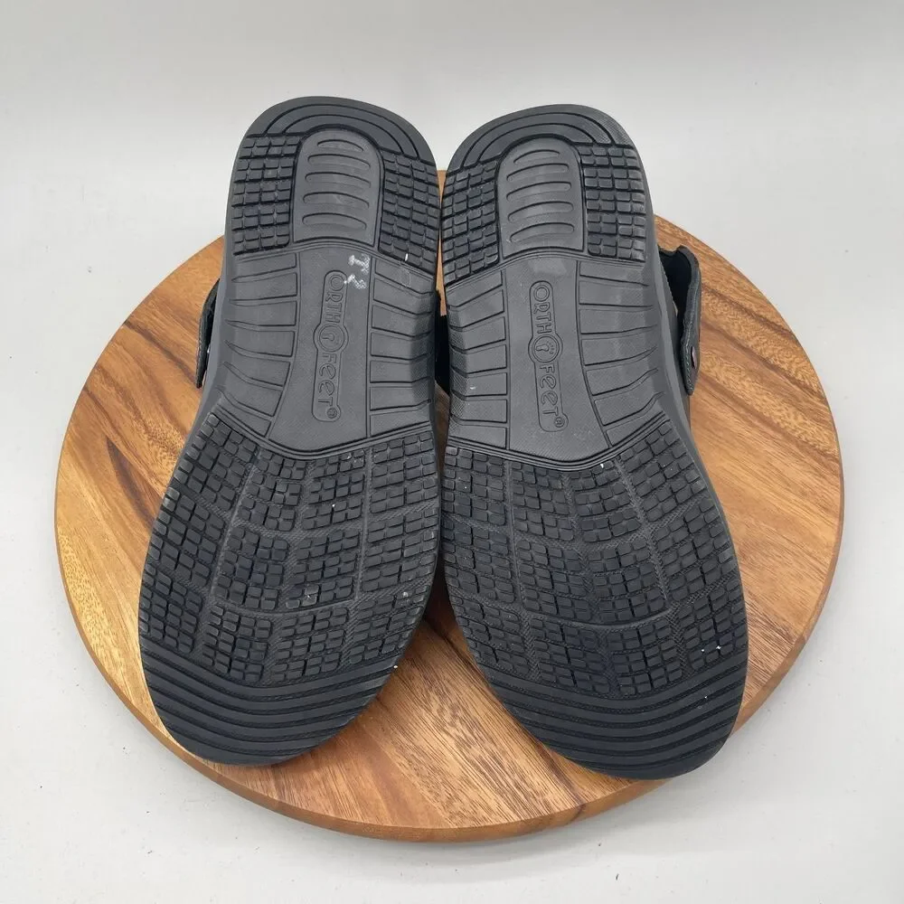 Orthofeet Jupiter Sandals Mens Size 14 Hands Free X Wide (4E) Black Leather